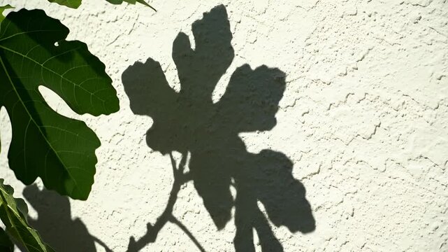 Shadow of a Fig Leaf on a Textured Wall.