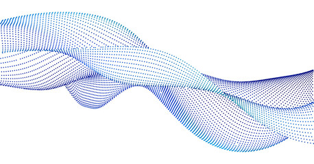 Fototapeta premium Minimal abstract corporate background with flowing blue particle wave and digital mesh structure. Modern technology template for business, data visualization and innovation concepts.