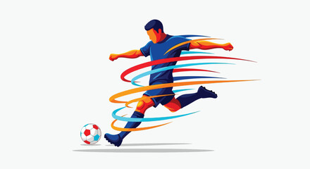 Fototapeta premium Dynamic soccer player kicking ball with speed trails.