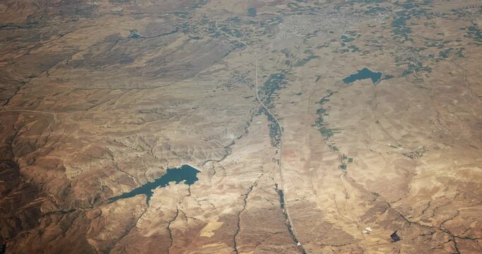 Flight Above Aerial View Of Yap Alt N Dam, Sarkisla Town Cemel Baraji Cemel Dam.
