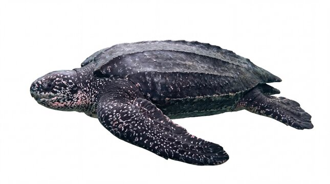 Small leatherback sea turtle swimming in the ocean