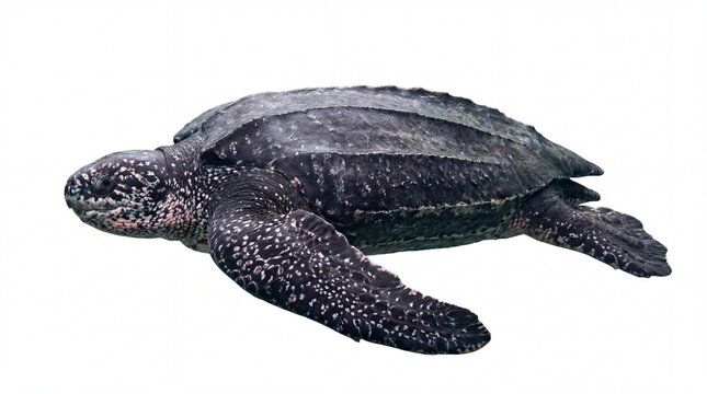 Small leatherback sea turtle swimming in the ocean