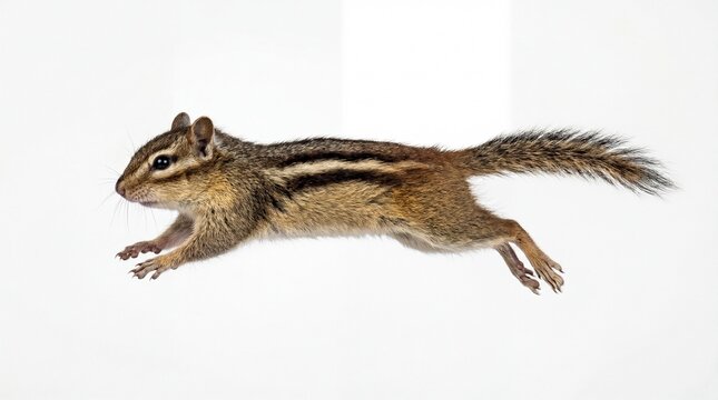 Small brown chipmunk running fast