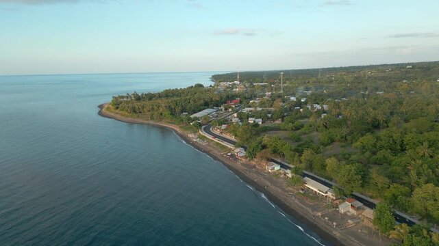 Beautiful West Lombok Coastline Nipah Beach Indonesia Drone Rise Track Left 4K 60FPS
