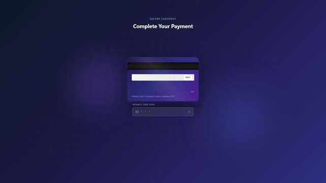 Online payment process tutorial with credit card details CVV input authentication and successful transaction receipt