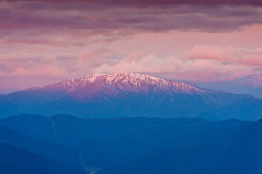 Mount Bogong Sunset Covered in Snow and Pastel colours