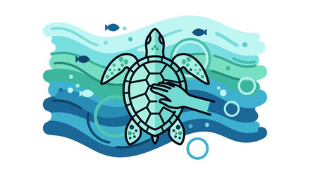 Turtle swimming in the ocean water. © Telo