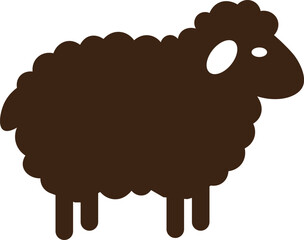 A black silhouette of a sheep with a fluffy wool coat and a distinct eye shape vector icon, black silhouette of a mountain , isolated on white background © Md.Nazmul Haque