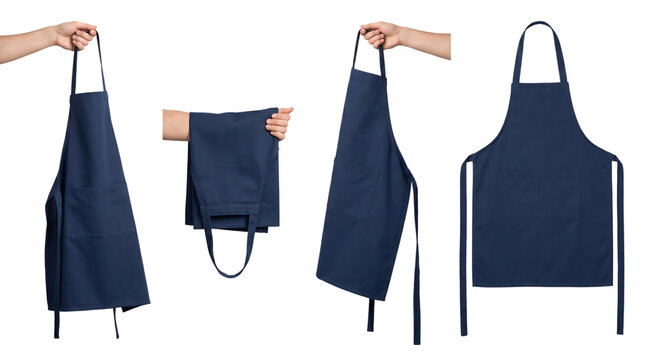 Blue apron in various positions on black isolated on white background, png transparent set, bundle collection, products festive celebration, event festival 2026, 2027 2028 download