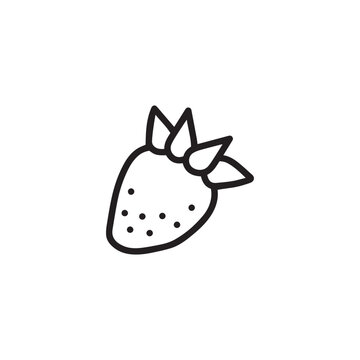 Strawberry line doodle vector icon. Kawaii strawberry. Funny fruit pun illustration, cute and simple doodle style drawing.
