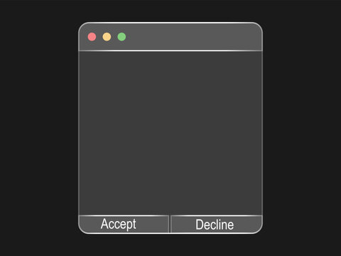 Transparent Glass UI Confirmation Dialog Box with Accept and Decline Buttons