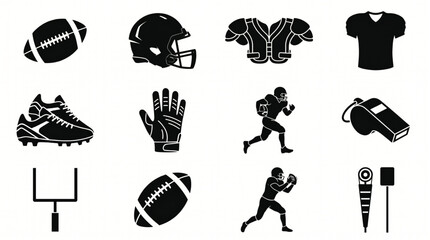 Football equipment icon pack isolated on white background, sports vector illustration © Yuzma
