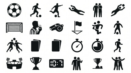 Football match icon pack isolated on white background, sports event vector illustration  © Yuzma