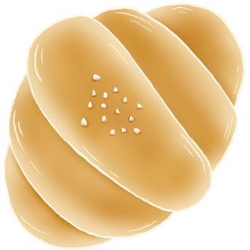 Soft minimal illustration of Japanese shio pan bread arranged in a stacked composition with glossy texture and subtle shading.