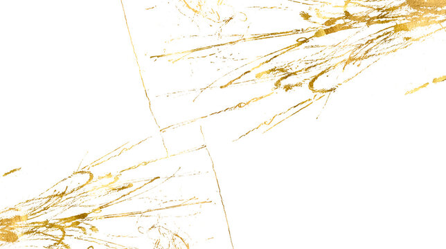 Splashes of golden watercolor paint. Golden brushstrokes. Japanese styles. Gold sparkle splatter brush golden luxury. PNG isolated. Premium design,wedding card ,flyer. Golden foil pieces flake. 