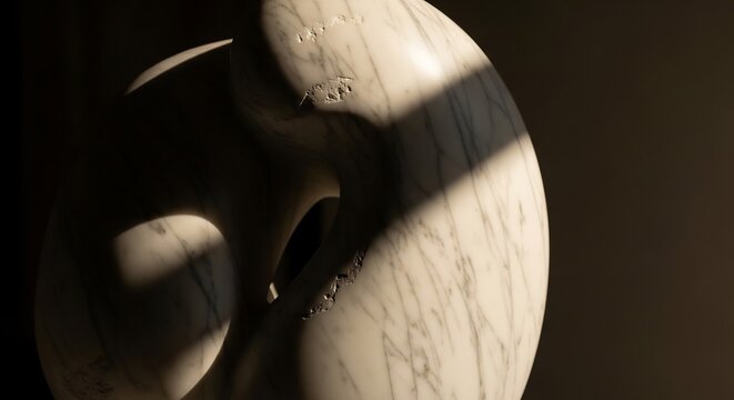 Close up of a textured ceramic vase with dramatic light and shadow.