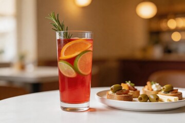 Fototapeta premium Cocktail with citrus and appetizers