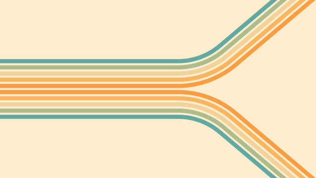 Abstract background of rainbow groovy Wavy Line design in 1970s Hippie Retro style. Vector pattern ready to use for cloth, textile, wrap and other.