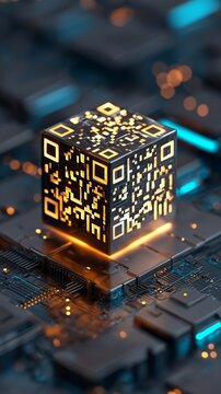 Innovative QR Code Cube Connected to a Digital Circuit Board
