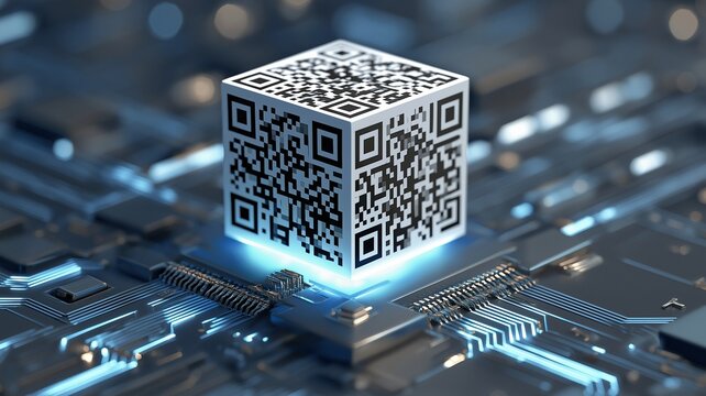 Innovative QR Code Cube Connected to a Digital Circuit Board