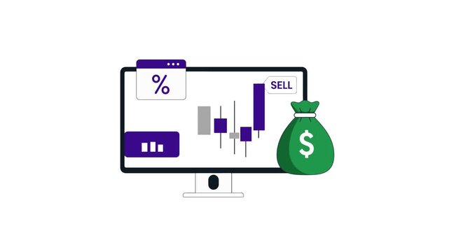 Online stock market trading and investment animation. 4K Video