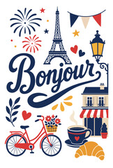 French Parisian Cafe Scene Illustration. © Vynil