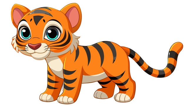 Gemini said

A cute and funny orange striped baby tiger cartoon cub, a wild jungle animal and feline predator character isolated on a white background as a vector illustration
