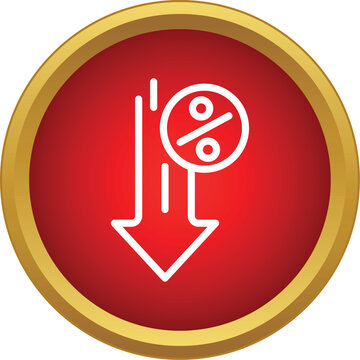 Percent sign with down arrow indicating price drop and decrease concept