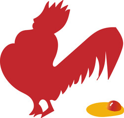 rooster and cooked egg © Indriana