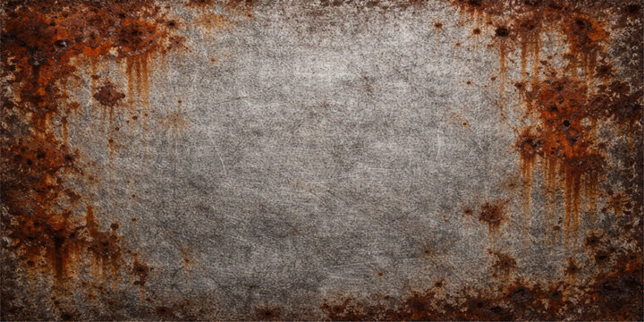 Weathered metal texture background, aged corroded steel surface, industrial grunge pattern, rustic oxidation detail, abstract metallic design, vintage distressed material