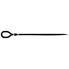 Obraz premium Steel skewer needle tool silhouette vector illustration line art for barbecue camping gear.