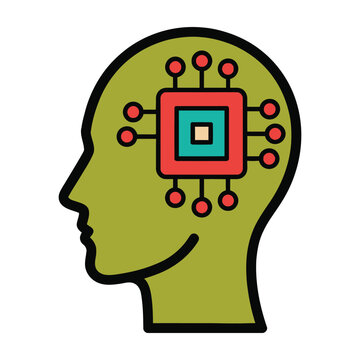 Brain with microchip technology concept