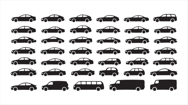 Comprehensive automobile silhouette variety pack featuring different body styles and sizes.
