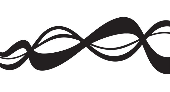 Elegant black wave ribbons crossing in fluid harmony, abstract premium monochrome vector art, modern minimal motion design, isolated white background, luxury commercial illustration,