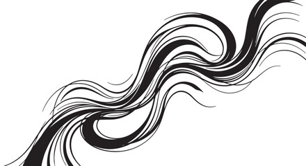 Fototapeta premium Flowing black curves vector illustration on a white background dynamic abstract design element lines graphic