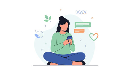 Obraz premium Woman using smartphone, modern lifestyle, digital communication, social media