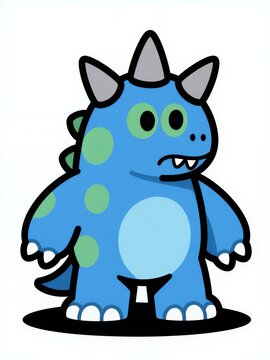 Bubbly Blue Spotted Dino: Cute Cartoon Monster Character Art