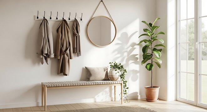 Minimalist Bathroom with Round Mirror Decor