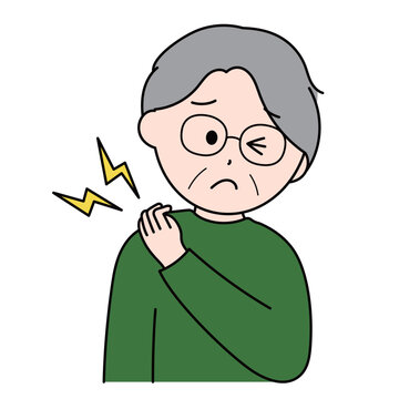 肩こりに悩む日本人のおじいさんのイラスト