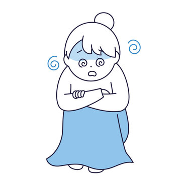 眩暈がしてしゃがみ込んだ女性のイラスト
