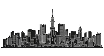 Fototapeta premium Tokyo City Skyline Silhouette Vector Illustration