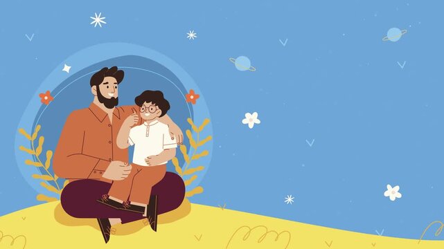 Son Seated on Father&rsquo;s Lap in Outer Space Father&rsquo;s Day Motion