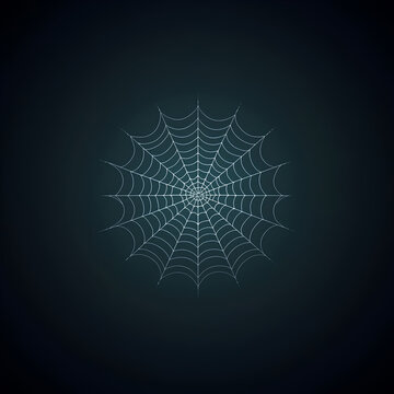 Spider web with green center on dark background