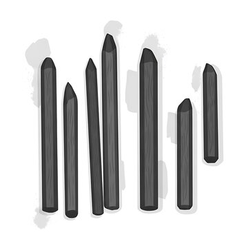 Black and white set of makeup brushes collection.