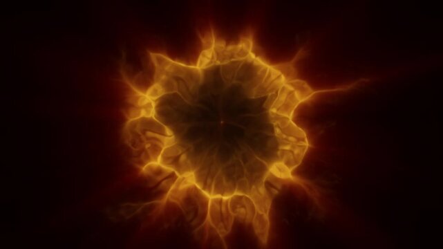 Golden fiery portal with glowing plasma edges, dark center