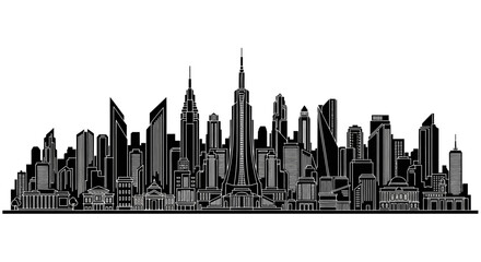 Obraz premium Modern City Skyline Silhouette Illustration