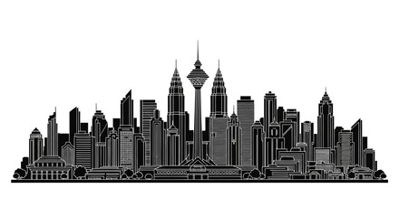 Fototapeta premium Tehran Skyline Silhouette with Milad Tower, Urban Landmark
