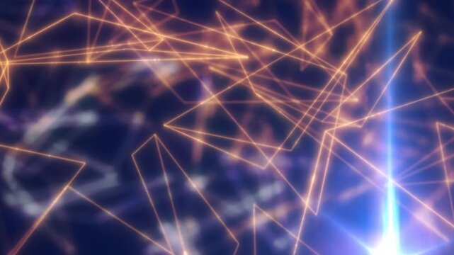 Futuristic abstract polygon network with glowing orange lines