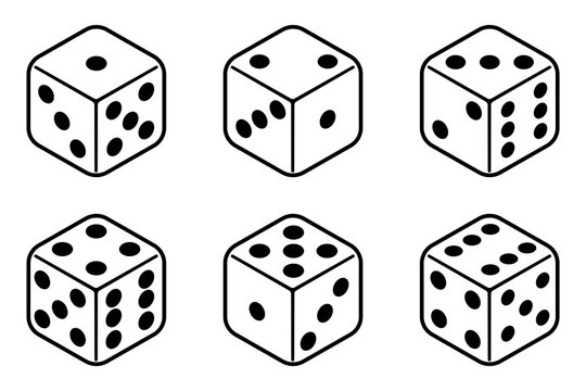Set of Dice icon isolated on white background. Flat vector illustration design