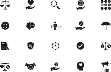 Obraz premium Set of twenty business ethics and corporate social responsibility icons for ethical standards.